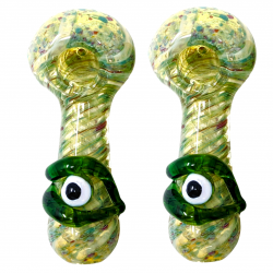 4.5" Gold Fumed Frit Art Singular Sight Hand Pipe - 2Pk [STJ144]